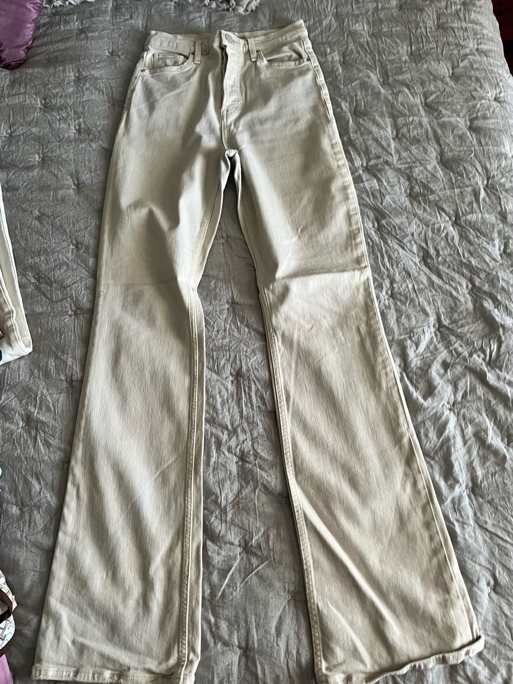 Hudson Jeans High-Rise Wide Leg Jeans in Light Cream